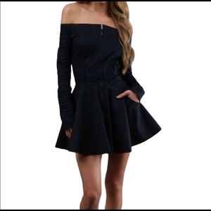 Contrarian New York Navy Off The Shoulder Dress